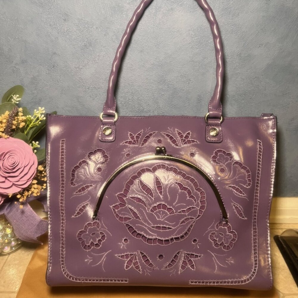 Patricia Nash Cutout Leather French Lace Zancona- Amethyst - Picture 3 of 6